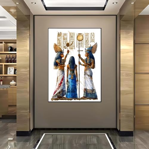 Diamond Painting ägypten, Diamond Painting Erwachsene groß xxl 100X135 cm Diamant Painting Bilder Pharaonen, DIY 5D Runde Full Drill Diamant Painting Bastelset Erwachsene, Home WandDeko Geschenk L-E von Wanziho