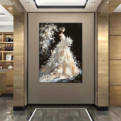 Diamond Painting xxl 60x80 cm, Diamant Painting Bilder Blumen Diamond Painting Erwachsene Kinder, DIY Runde Drill Diamond Painting Hochzeit Kleid mit Diamond Painting Zubehör für Zuhause Wanddeko 4-J von Wanziho