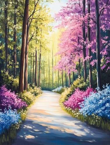 Diamond Painting xxl 60x80 cm, Diamant Painting Bilder Landschaft Diamond Painting Erwachsene Kinder, DIY Runde Drill Diamond Painting Blume mit Diamond Painting Zubehör für Zuhause Wanddeko 9-9 von Wanziho