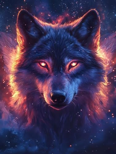 Diamond Painting xxl 60x80 cm, Diamant Painting Bilder Tier Diamond Painting Erwachsene Kinder, DIY Runde Drill Diamond Painting Wolf mit Diamond Painting Zubehör für Geschenk Zuhause Wanddeko M-0 von Wanziho