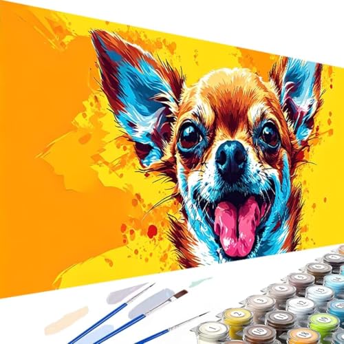 Hund Malen Nach Zahlen Erwachsene Kinder, 100x200cm Groß Paint by Numbers mit Leinwand Pinseln Acrylpigment, Tier DIY Handgemalt Gemälde Kit für Jungen Mädchen ab 6 Jahre und Home Deko Ohne Rahmen 7-4 von Wanziho