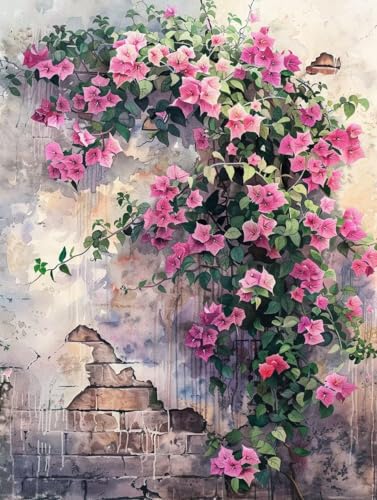 Malen Nach Zahlen Blume, Malen Nach Zahlen Erwachsene Anfänger DIY Leinwand Acrylfarbe Malen Nach Zahlen Kits Laub, Paint by Numbers Basteln Erwachsene für Home Decor Geschenke 70x95cm Rahmenlos 8-R von Wanziho