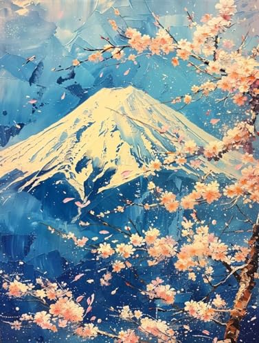 Malen Nach Zahlen Erwachsene Japan, Malen Nach Zahlen Kirschblüten Malen Nach Zahlen Kinder DIY Handgemalt ölgemälde Kit mit Pinseln und Acrylfarbe für Geschenke Home Haus Deko 30x40cm (Rahmenlos) F-5 von Wanziho