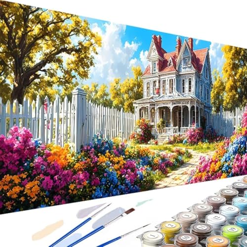 Malen nach Zahlen Blume, Malen nach Zahlen Kits Garten, DIY Handgemalt Ölgemälde Kit mit Pinseln und Acrylfarbe - Erwachsene Kunsthandwerk für Zuhause Dekoration Geschenke 70x140cm (Ohne Rahmen) T-f von Wanziho