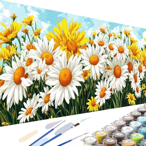 Malen nach Zahlen Erwachsene Blume Malen Nach Set – 80x160cm malen nach zahlen Chrysantheme, Bastelset Erwachsene mit Leinwand und 3 Pinsel, Acrylfarbe für Geschenke und Home Dekor (Ohne Rahmen) 9-r von Wanziho