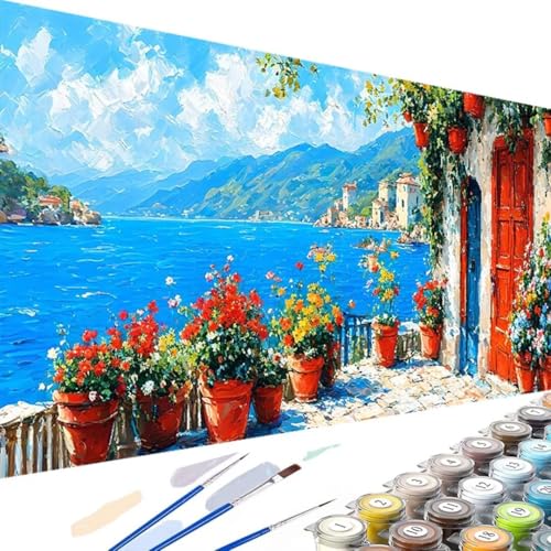 Malen nach Zahlen Erwachsene Landschaft Malen Nach Set – 50x100cm malen nach zahlen Blume, Bastelset Erwachsene mit Leinwand und 3 Pinsel, Acrylfarbe für Geschenke und Home Wand Dekor Ohne Rahmen V-4 von Wanziho