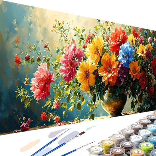 Malen nach Zahlen Erwachsene Pflanze Malen Nach Set – 50x100cm malen nach zahlen Blume, Bastelset Erwachsene mit Leinwand 3 Pinsel, Acrylfarbe, Malen nach Zahlen Kinder für Home Décor Ohne Rahmen F-6 von Wanziho