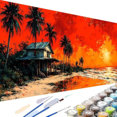 Malen nach Zahlen Strand, Malen nach Zahlen Kits Meer, DIY Handgemalt Ölgemälde Kit mit Pinseln und Acrylfarbe - Erwachsene Kunsthandwerk für Zuhause Dekoration Geschenke 100x200cm (Ohne Rahmen) N-t von Wanziho