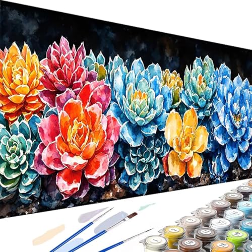 Saftig Malen Nach Zahlen Erwachsene, Malen Nach Zahlen Kinder DIY Handgemalt Ölgemälde Kit für Anfänger und Erwachsene mit 3-Pinseln und Acrylfarbe, für Home Wand Dekor Ohne Rahmen 100x200cm Blume 2-z von Wanziho