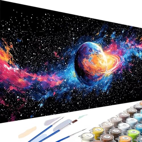 Sternensky Malen Nach Zahlen Erwachsene- DIY Handgemalt Ölgemälde Kit für Erwachsene Mond, Malen Nach Zahlen mit Pinseln und Acrylfarbe - Bastelset Erwachsene für Home Dekor (Ohne Rahmen), 60x30cm 8-y von Wanziho