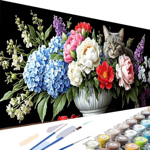 Wanziho Blume Malen Nach Zahlen Erwachsene Tier, DIY Ölmalerei Bastelset für Anfänger und Erwachsene, Acrylfarben Set und 3 Pinsel, Geschenke und Home Haus Deko-60x120cm (Ohne Rahmen) 7-n von Wanziho