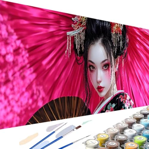 Wanziho Japan Malen Nach Zahlen Erwachsene Frau, DIY Ölmalerei Bastelset für Anfänger und Erwachsene, Acrylfarben Set und 3 Pinsel, Geschenke und Home Haus Deko-90x180cm (Ohne Rahmen) 7-e von Wanziho