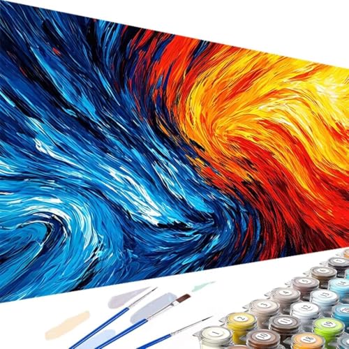 Wanziho Malen Nach Zahlen Erwachsene Abstrakt Paint by Numbers, DIY Malen Nach Zahlen Graffiti, mit Pinseln und Acrylfarben Handgemalt Ölgemälde Leinwand für Home Decorr, Ohne Rahmen 60x30cm 9-b von Wanziho