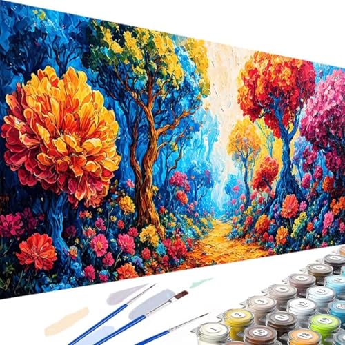 Wanziho Malen Nach Zahlen Erwachsene Baum Des Lebens Paint by Numbersr, Blume Malen Nach Zahlen Kinde Anfänger, DIY Handgemalt Ölgemälde Leinwand für Home Décor, Ohne Rahmen 60x30cm P-v von Wanziho