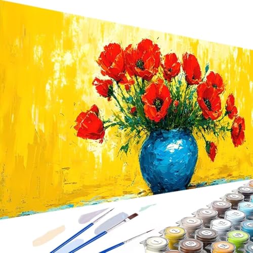 Wanziho Malen Nach Zahlen Erwachsene Blume DIY Pflanze Handgemalt Ölgemälde Kit für Anfänger, mit 3-Pinseln und Acrylfarbe Handgemalt öLgemäLde Kit Als Geschenk 80x160cm (Ohne Rahmen) 3-v von Wanziho