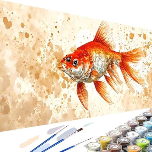 Wanziho Malen Nach Zahlen Erwachsene Fisch, Malen Nach Zahlen Tier mit Knitterfreie Leinwand, Pinsels Und Acrylfarbe - DIY Handgemalt öLgemäLde Kit Als Geschenk 90x180cm (Ohne Rahmen) 1-3 von Wanziho