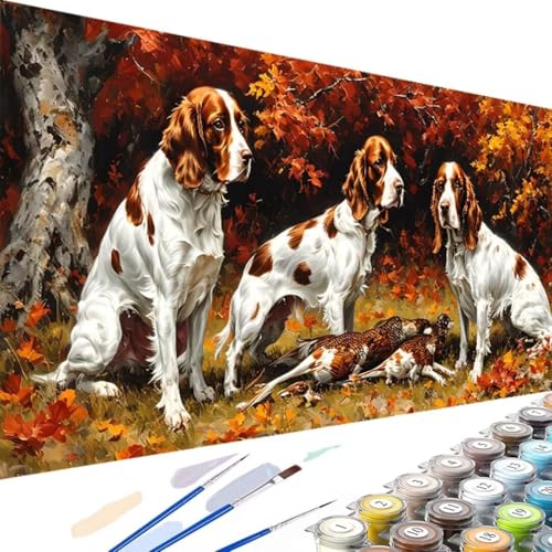 Wanziho Malen Nach Zahlen Kinder Hund, Malen Nach Zahlen Kinder Ab 5 6 7 8 9 10 Jahre, Tier Geschenke für Mädchen und Jungen mit 3 Pinseln und Sätze Acrylfarben 100x200cm Ohne Rahmen Y-3 von Wanziho