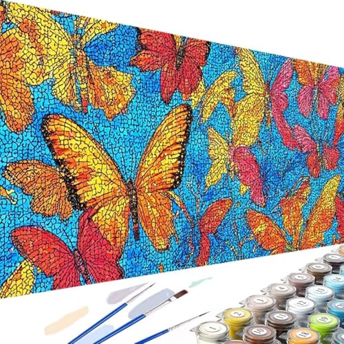 Wanziho Malen nach Zahlen Tier, Malen nach Zahlen Kits Schmetterling, auf Leinwand Öl Malerei mit Pinseln Malerei Kits Erwachsene Kunsthandwerk für Zuhause 70x140cm (Ohne Rahmen) J-q von Wanziho