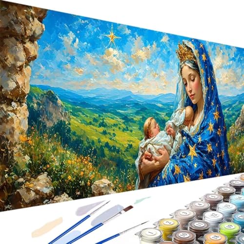 Wanziho Sternensky Malen Nach Zahlen Erwachsene Frau, DIY Ölmalerei Bastelset für Anfänger und Erwachsene, Acrylfarben Set und 3 Pinsel, Geschenke und Home Haus Deko-60x120cm (Ohne Rahmen) T-v von Wanziho