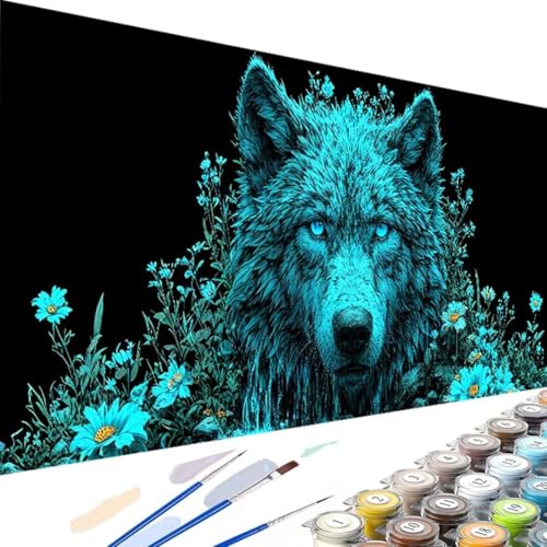 Wanziho Tier Malen Nach Zahlen Erwachsene Kinder Anfänger DIY Wolf Handgemalt Ölgemälde auf Leinwand Kit für Home Deko oder Geburtstag Geschenk mit Farbe und Pinsel, 90x180cm Ohne Rahmen M-3 von Wanziho