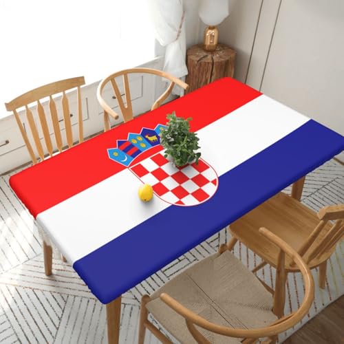 WapNo Rechteckige Tischdecke mit Flagge der Republik Kroatien, 152 cm, für Party, DJ, Messe, Bankett, Hochzeit von WapNo