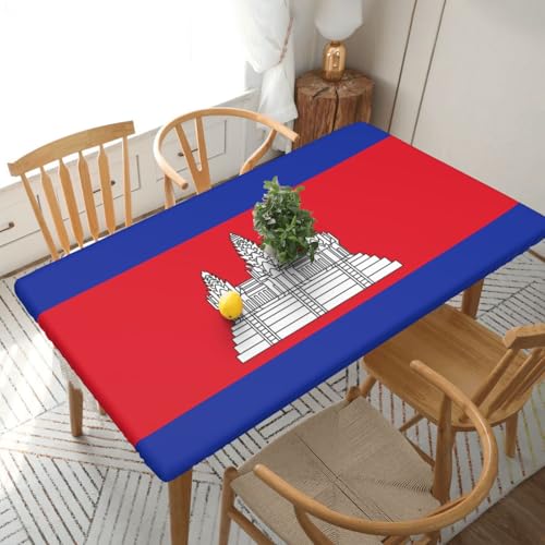 WapNo Rechteckige Tischdecke mit Kambodscha-Flagge, 152 cm, für Party, Messe, Bankett, Hochzeit von WapNo