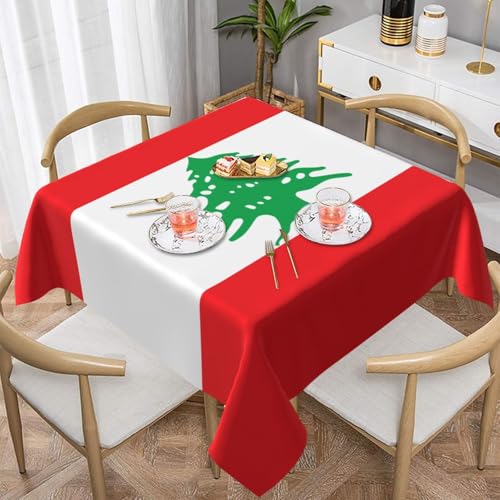 WapNo Tischdecke mit Libanon-Flagge, 152,4 cm, quadratisch, für Zuhause, Küche, Esstisch, Terrasse, 152,4 cm von WapNo