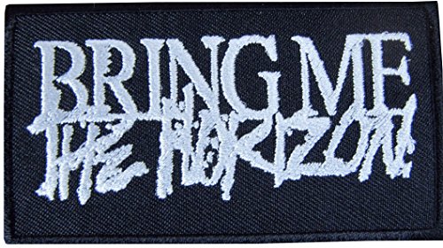 Bring Me The Horizon schwarz & weiß bestickt abzeichen Patch Aufnäher oder zum Aufbügeln 10 cm x 4 cm von Wardah Limited