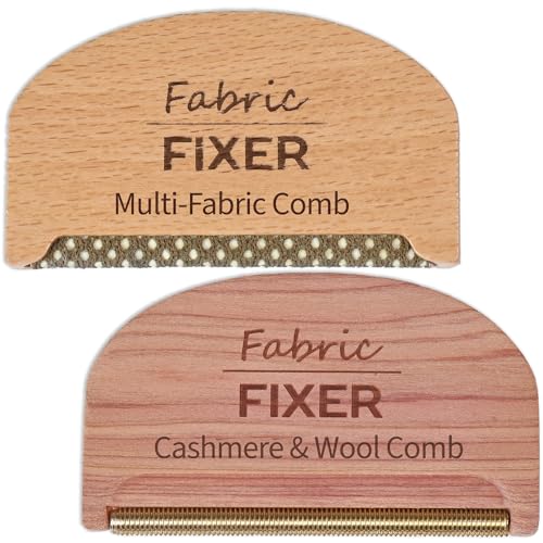 Fabric Fixer Kaschmir-Pillenentferner-Kamm & Multi-Stoffrasierer, Fusselkamm-Set (Zedern- und Buchenholz), Woll-Pilling-Entferner für empfindliche Kleidung, Möbel, Kissen, Laken von Wardrobe Hackers