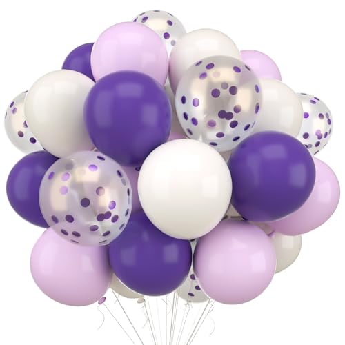WAREHOUSE 30 Stück 12” Ballons lila Weiß,Luftballons Geburtstag,Ballons Helium,Luftballons lila Weiß,Luftballon Girlande für luftballons hochzeit,ballon girlande, Taufe Deko. von Warehouse