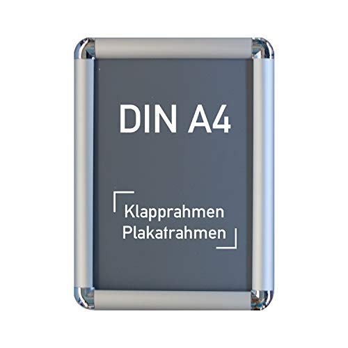 Aluminium Klapprahmen silber, runde Ecken, Plakatrahmen, Wechselrahmen (DIN A4) von Warenfux24