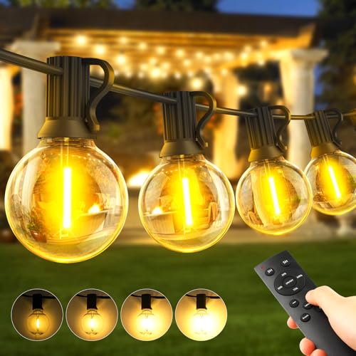 Lichterkette-Außen-LED-Outdoor-Strom-Beleuchtung-Aussen-Garten 30M Lichterketten Glühbirnen Balkon Pavillon Party Lights Warmweiß Wetterfest Glühbirne Fernbedienung Dimmbar Terrasse Gartenbeleuchtung von Warlisou