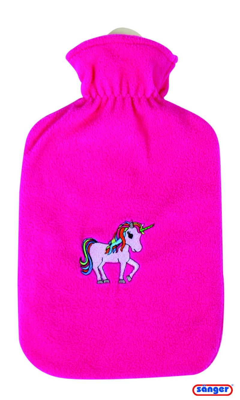 Sanger 2.0 Liter Wärmflasche Mit Einhorn Design Fleece Bezug-Made in Germany von WarmTradition