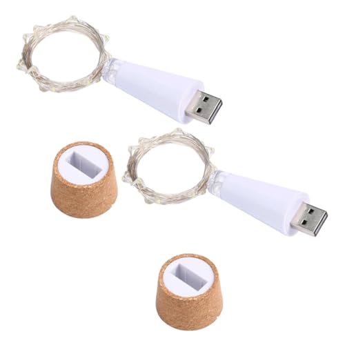 2St Laterne LED-Lichterkette Weinflaschenverschluss led flaschenlampe led flaschenleuchte Weinflaschenbeleuchtung Mini-Schnapsflaschen Lichtleiste für Weinflaschenverschluss USB von Warmhm