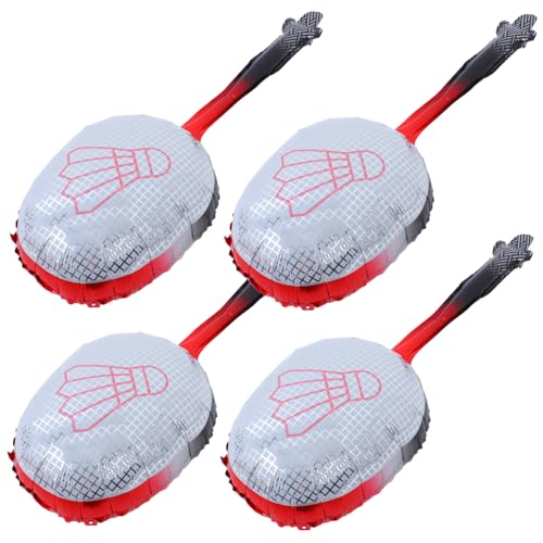 4 Stück Badmintonschläger-ballon Sportschild-ballon Schwebender Heliumballon Ballon Mit Geburtstagszubehör Ballonständer Sportkulisse Badminton-partydekorationen Rot Aluminiumfolie Warmhm von Warmhm