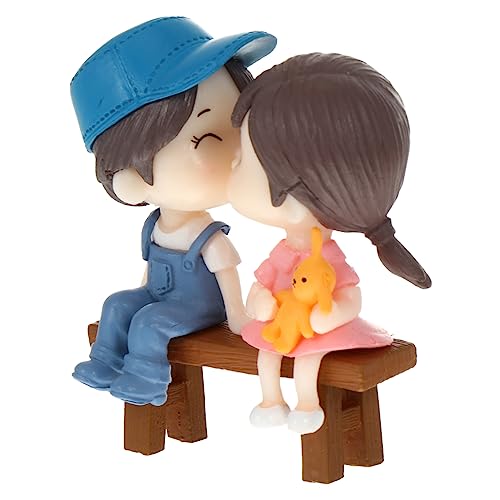 Warmhm 1 Paar Hocker Paar Ornamente Hochzeits-Cupcake-Topper Kleine Statuenverzierungen Hochzeitspuppe Mini Hocker Paare Puppen Paarfiguren Paar Statuen Esstisch PVC Anhänger Liebhaber von Warmhm