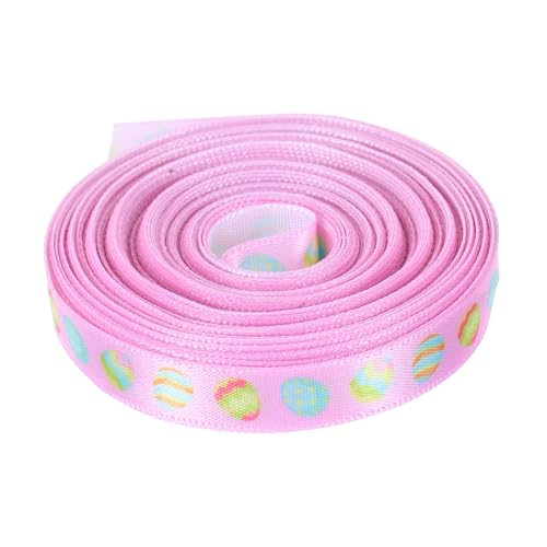 Warmhm 1 Rolle Osterband Ripsband zum Basteln Bastelband mit Drahtkante Farbiges Geschenkband Dekorationsmaterial Ostern-Themenband dekoratives Ostereiband Frühlingsnähband Polyester Rosa von Warmhm