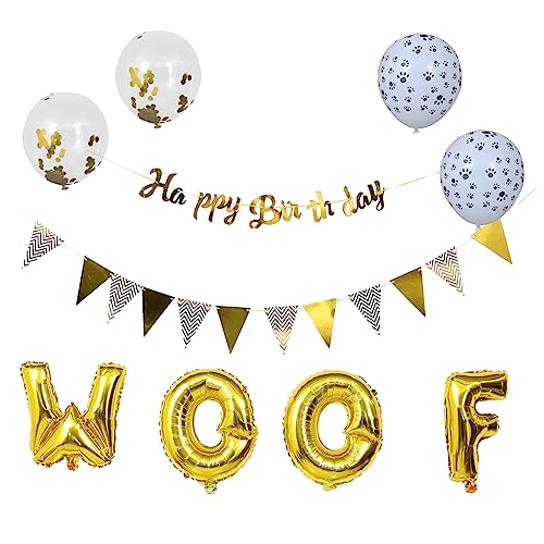 Warmhm 1 Satz 18 Stück Hundegeburtstagsdekoration hundegeburtstag luftballons Hunde-Geburtstagsbanner Aluminiumfolie Luftballons Geburtstagsbanner für Hunde Partydekorationen Partyzubehör von Warmhm