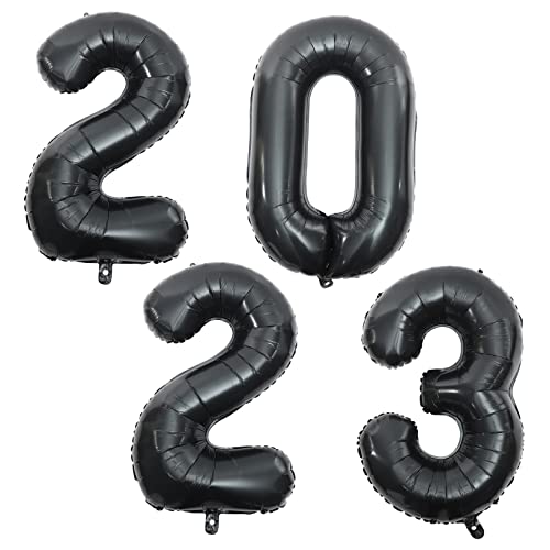 Warmhm 1 Satz 2023 2023 Aluminiumfolienballon Nummer große luftballons große ballons Langlebige Luftballons balloon Filmballons für das neue Jahr chinesische neujahrsballons Black von Warmhm