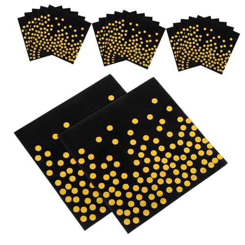 Warmhm 1 Satz Heißpräge-tupfenserviette Party Zubehör Party Dekoration Neujahr Servietten Folienpunktdekorationen Cocktailservietten Aus Papier Papierservietten Für Partys Black 20 Blatt von Warmhm