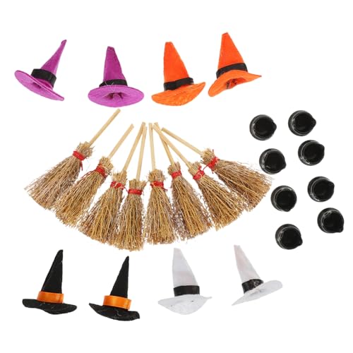 Warmhm 1 Satz Kleine Hexenhut Dekoration Halloween-Zauberer-Handwerk Halloween-Figuren Mini-Zauberer-kesseltöpfe Cosplay Hexenhüte Halloween-Cosplay-kostüm Mini-Kessel Bausatz Plastik von Warmhm