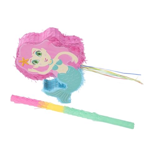 Warmhm 1 Satz Meerjungfrau Pinata Kinderpinata große Piñata Mini-Piñata Bolzenreflektor Long-Tail-Feeder Meerjungfrau-Geburtstagsgeschenke Meerjungfrau Geburtstagsoutfit pinyata Papier von Warmhm