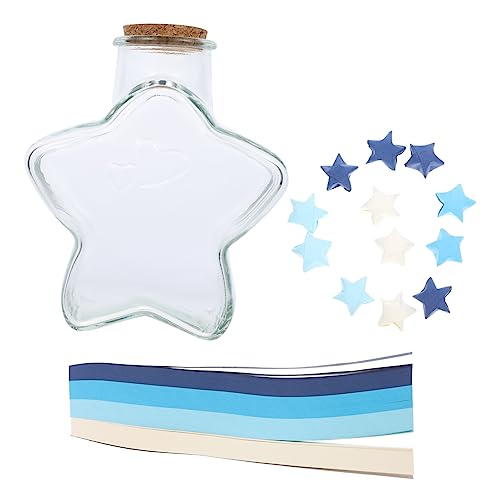 Warmhm 1 Satz Origami-Stern Wasserflasche Sternstreifen aus Papier Produkt bastelset basteln für Sammelalbum hochzeitsdeko Indie-Raumdekoration Sternpapierstreifen Glas Blue von Warmhm