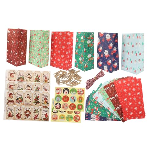 Warmhm 1 Satz Weihnachtstüte aus Papier Bonbontüten mit Aufkleber Adventskalender Geschenktüten Weihnachten Weihnachtstasche Süßigkeiten-Geschenktüten Weihnachtstüten mit Süßigkeiten von Warmhm