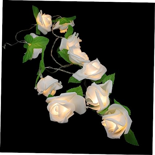 Warmhm 1 Satz rosafarbene Lichterketten Türdekoration Künstliche Blumengirlande Blumen Lichterketten LED-Blumenlichter Hochzeit Laternenpfahl falsche Rose schmücken Plastik Weiß von Warmhm