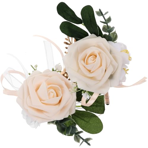 Warmhm 1 Set Handgelenk-Blumen-Ansteckblume Für Herren Ansteckblume Für Hochzeit Armbänder Für Mann Bräutigam Ansteckblume Hochzeit Handgelenk-Anstecknadel Braut Bräutigam von Warmhm