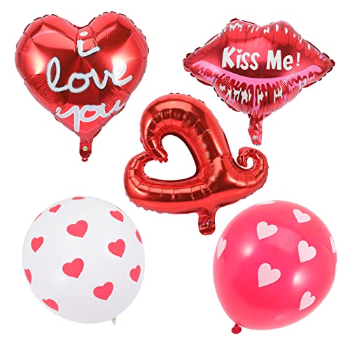 Warmhm 1 Set Valentinstag Luftballons Herzballons Hochzeitsdekorationen Party Deko Für Romantische Anlässe Inklusive 6 Lippenballons Und Herzballons Verschiedenen Designs von Warmhm