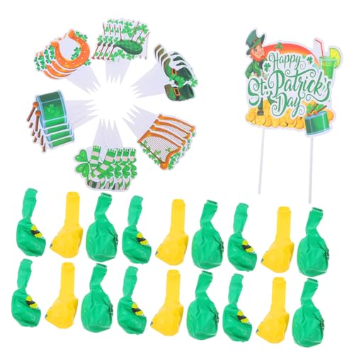 Warmhm 1 Set Kleeblatt Partydekorationen Schmetterlings Kuchenaufsätze St Patricks Day Gläser St Patricks Day Kleid Ballon Kuchendekorationen Spezielle Luftballons Wasserflaschen von Warmhm