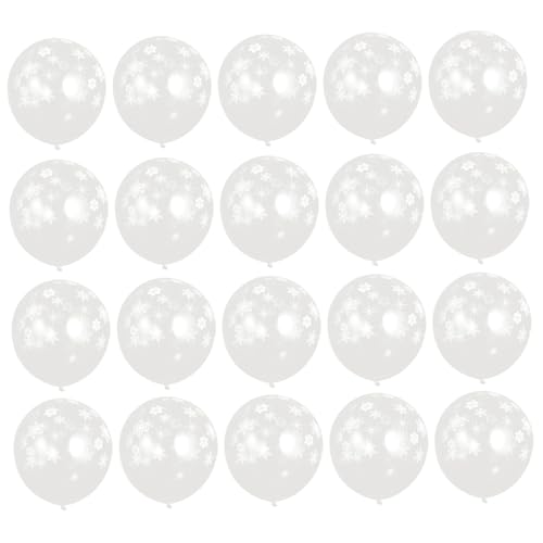 Warmhm 100 Stück 12 Transparenter Schneeballon Luftballons Festivalballons Weihnachtsballon Festliche Heliumballons Schneeflockenballons Feiertagsballons Festlicher Ballon Emulsion Weiß von Warmhm