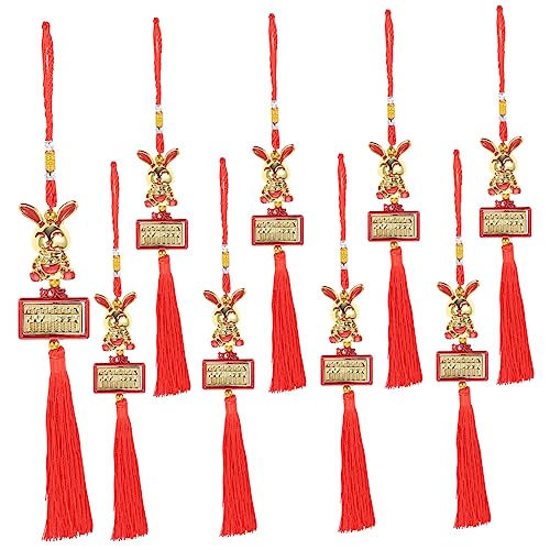 Warmhm 10St Kaninchen dekorativer Anhänger Festival Figuren Hase wild Chinese New Year chinesisch neujahr Hängende Dekorationen für das Neue Jahr chinesische neujahrsverzierungen Plastik von Warmhm